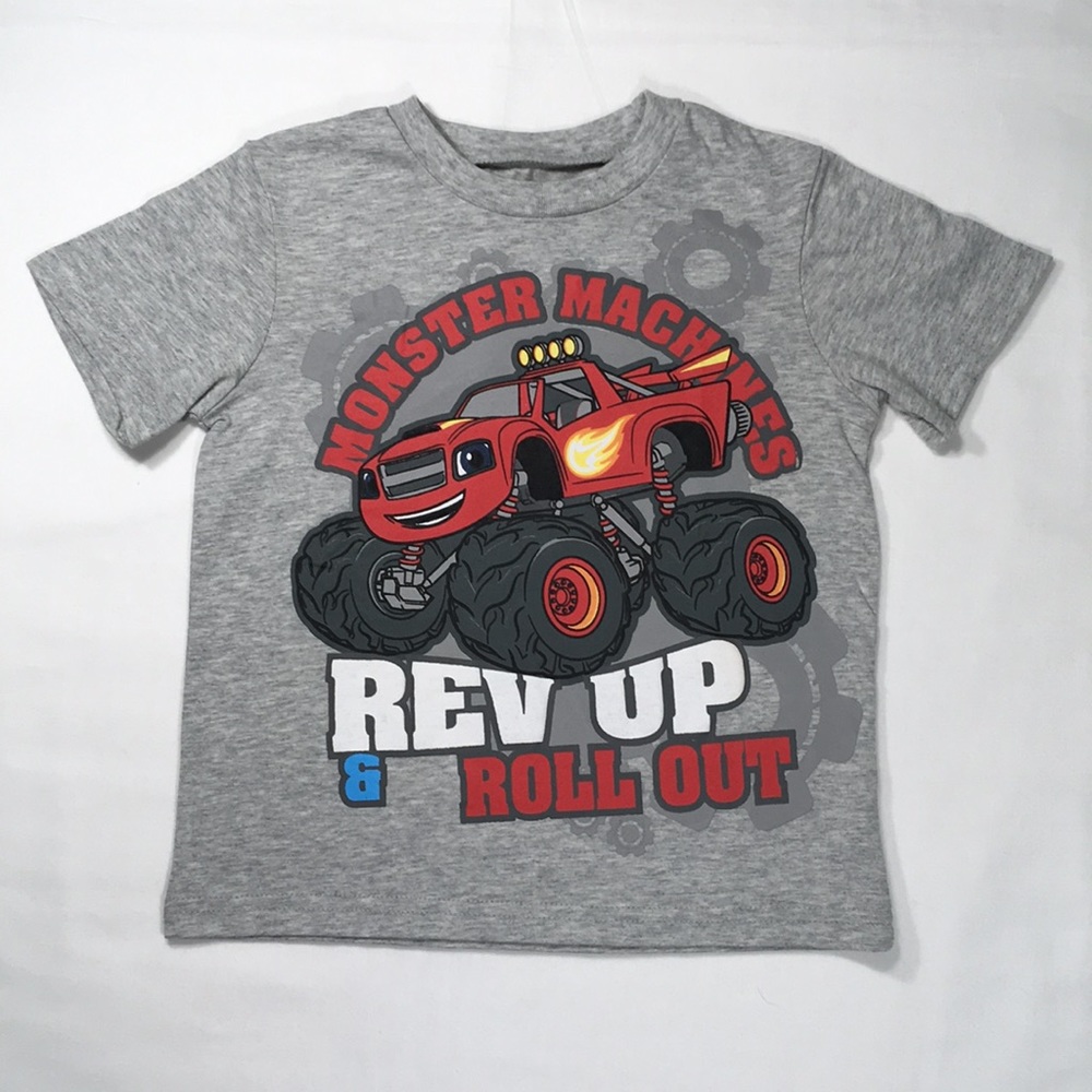 Boys kids monster mechanics short sleeve T-shirt